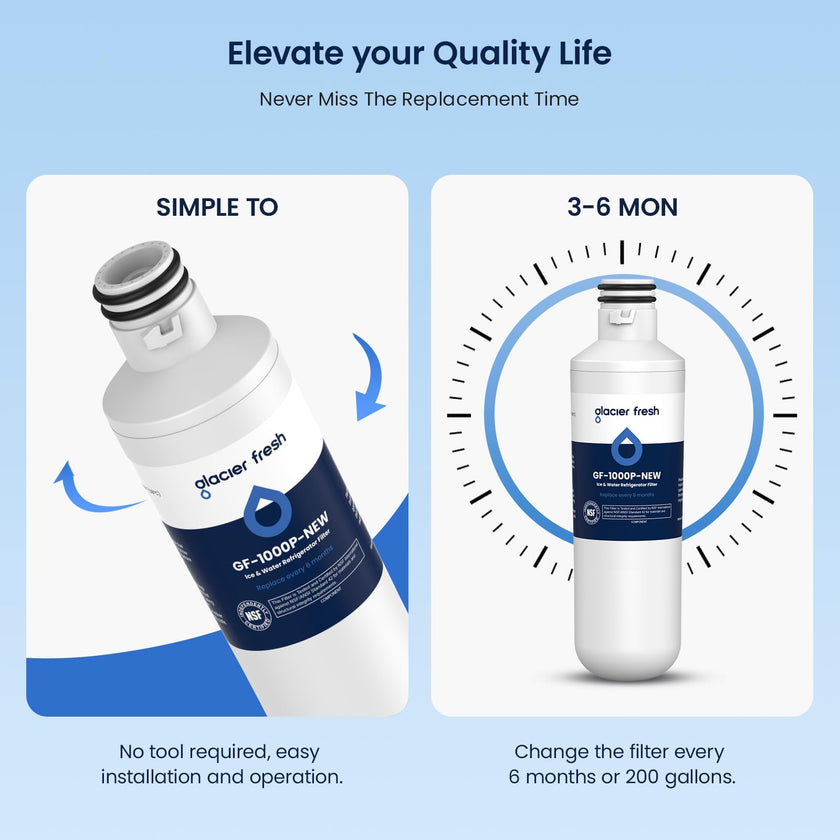 GLACIER FRESH Water Filter LT1000PC Compatible with LG LT1000P, LT1000P/PC/PCS, LT-1000PC, MDJ64844601, 9980 Water Filter, and LT120F, ADQ73214404 Air Filter Combo, 3 Pack 🍁 All In One Marketplace Canada