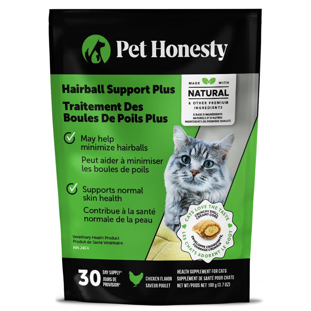 Cat Hairball Support Crunchy & Creamy Chews, Hairball Remedy Treats, Cat Furball Treatment, Supports Skin & Coat, Vitamins for Digestion, Chicken (30-Day Supply) 🍁 All In One Marketplace Canada