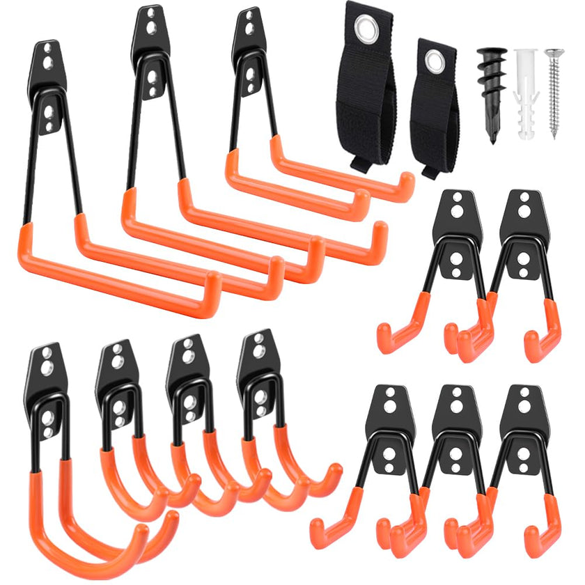 Garage Hooks Heavy Duty 14 Pack, Steel Garage Storage Hooks, Tool Hangers for Garage Wall Utility Wall Mount Hooks and Hangers with Anti-Slip Coating for Garden Tools, Ladders, Bulky Items 🍁 All In One Marketplace Canada