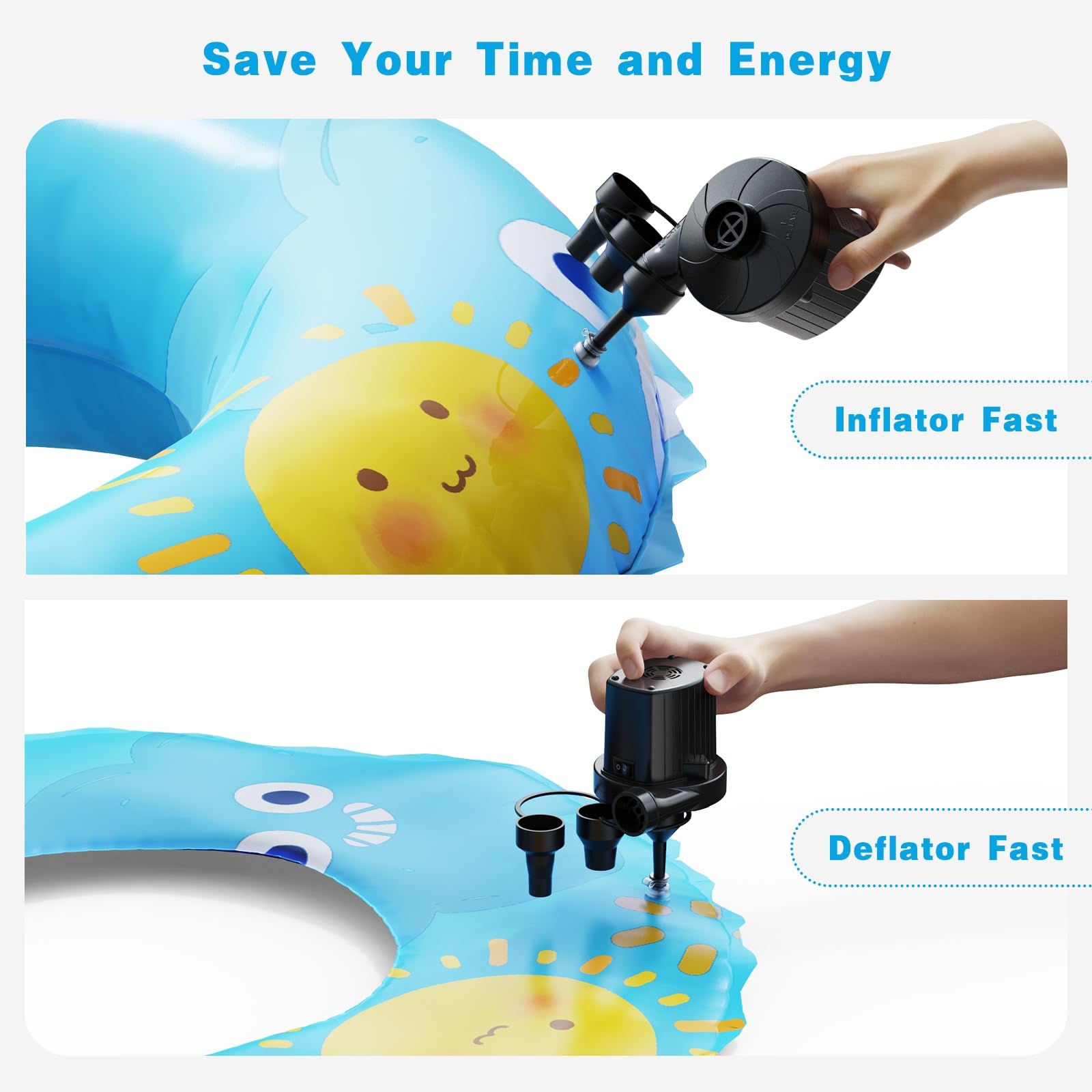 Electric Air Pump for Inflatables,Portable Quick-Fill Air Pump with 3 Nozzles,110-120V, Inflator & Deflator Pumps for Outdoor Camping, Air Mattress Beds,Boats,Inflatable Cushion,Couch,Pool Floats 🍁 All In One Marketplace Canada