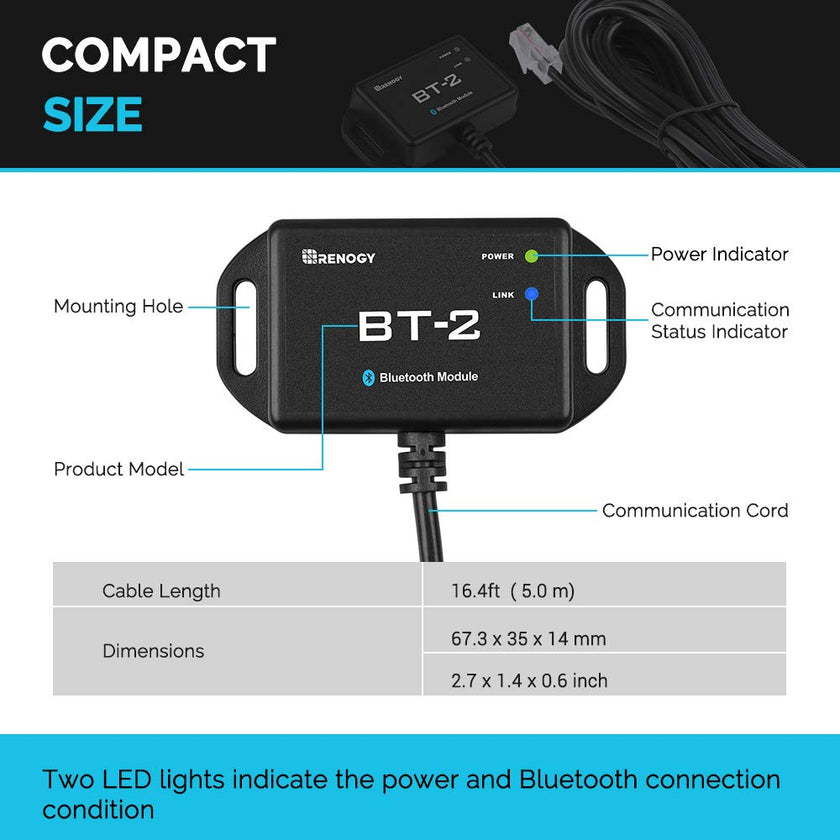 Renogy BT-2 Bluetooth Module RJ45 Communication Port Wirelessly Monitor Real-time Insight Precise Control, Compatible Solar Charge Controllers, Battery Charger, Inverter, BT-2 RS485 🍁 All In One Marketplace Canada