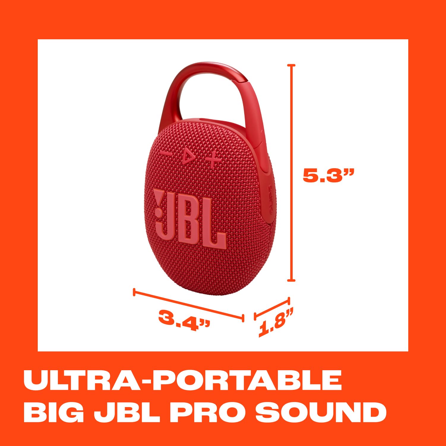 JBL Clip 5 - Ultra-Portable, Waterproof and Dustproof Bluetooth Speaker, Integrated Carabiner, Up to 12 Hours of Play, Made in Part with Recycled Materials (Red) 🍁 All In One Marketplace Canada