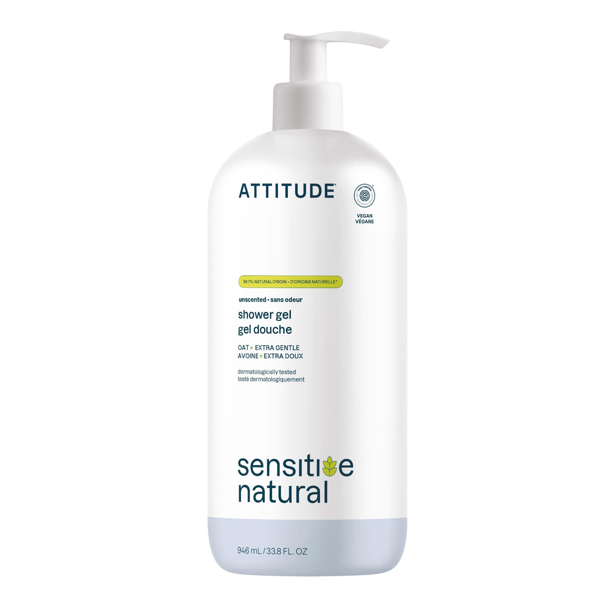 ATTITUDE Body Wash for Sensitive Skin, EWG Verified Shower Gel, Soothing Oat, Dermatologically Tested, Plant and Mineral-Based, Vegan Personal Care, Unscented, 946 mL 🍁 All In One Marketplace Canada