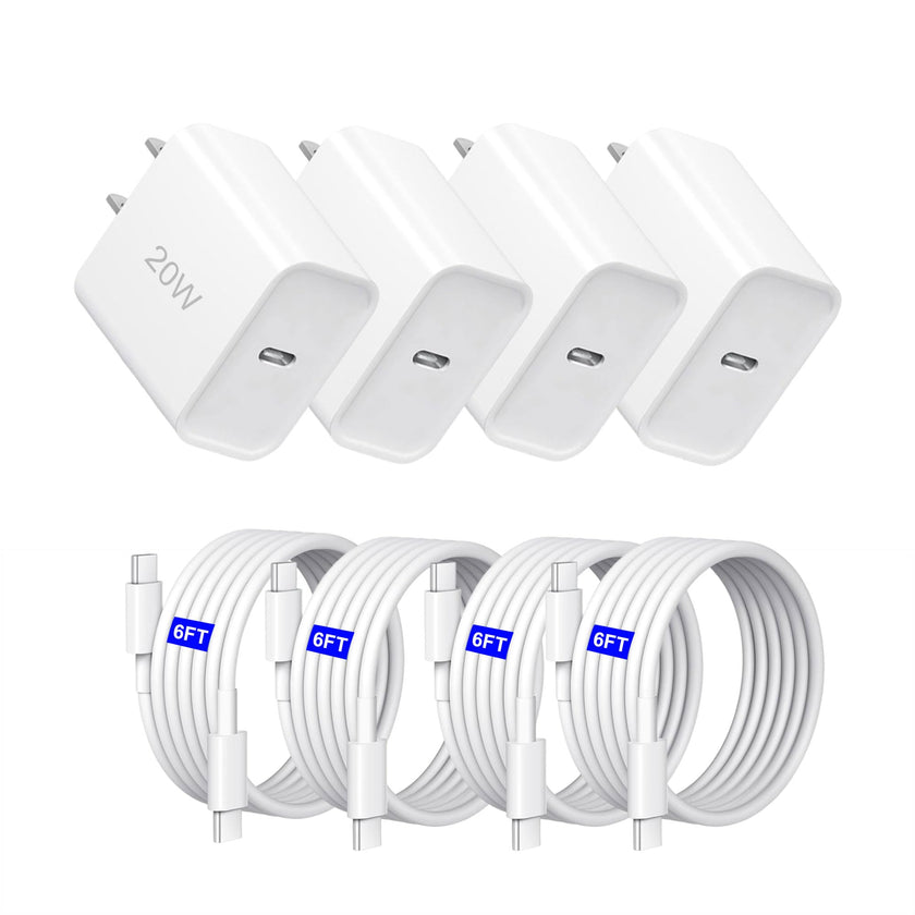 i Phone17/16/15 Fast Charger，20W USB C Charging Block with 6FT USB-C Charging Cable for i Phone17/17 Plus/17 Pro Max/16/16 Plus/16 Pro/16 Pro Max/15/15 Pro Max【4 Pack】 🍁 All In One Marketplace Canada