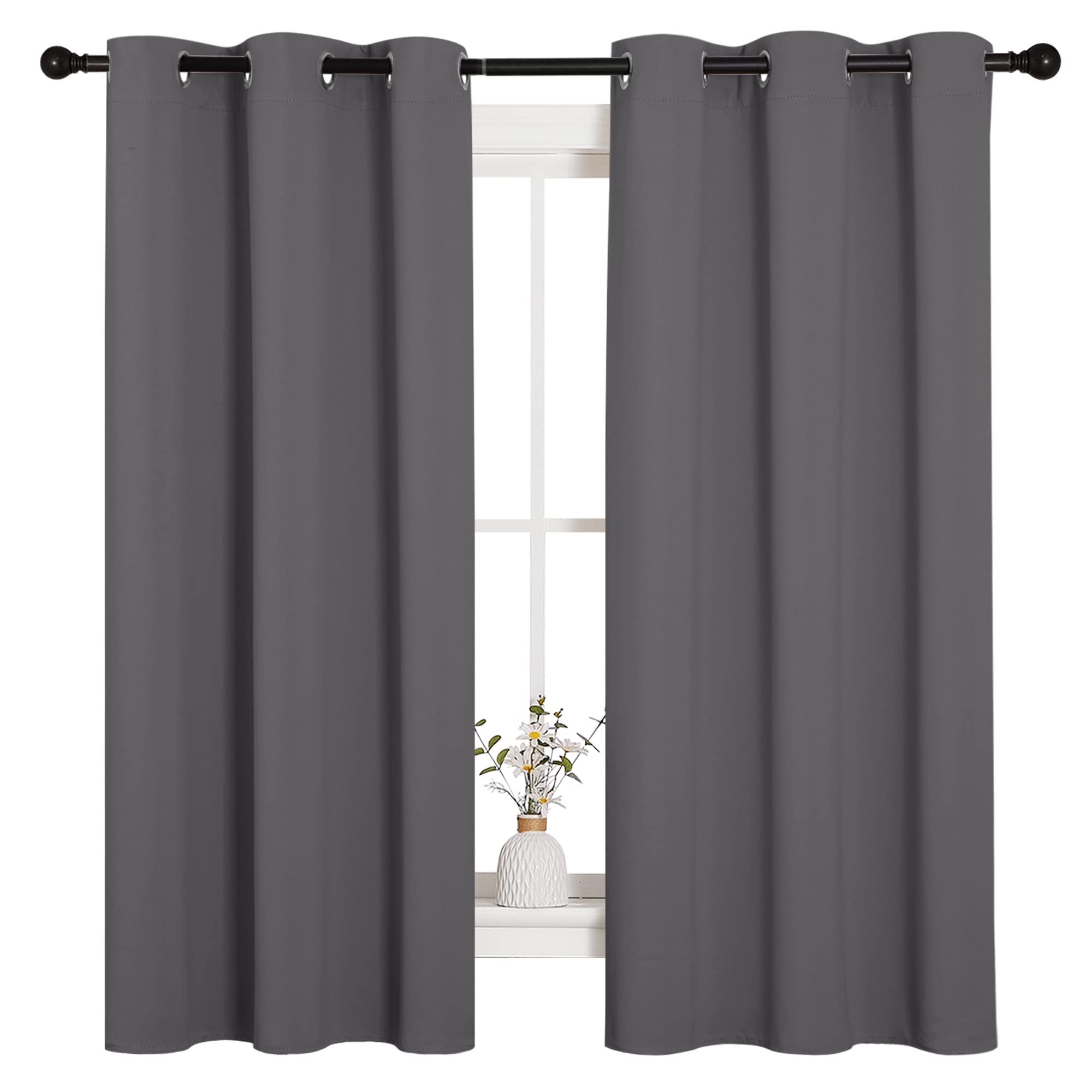 NICETOWN Blackout Curtains 2 Panels for Bedroom- Thermal Insulated Grommet Blackout Curtains 63 Inches Long for Living Room/Kitchen Rideaux occultants (2 Panels, W42 x L63 -Inch,Grey) 🍁 All In One Marketplace Canada