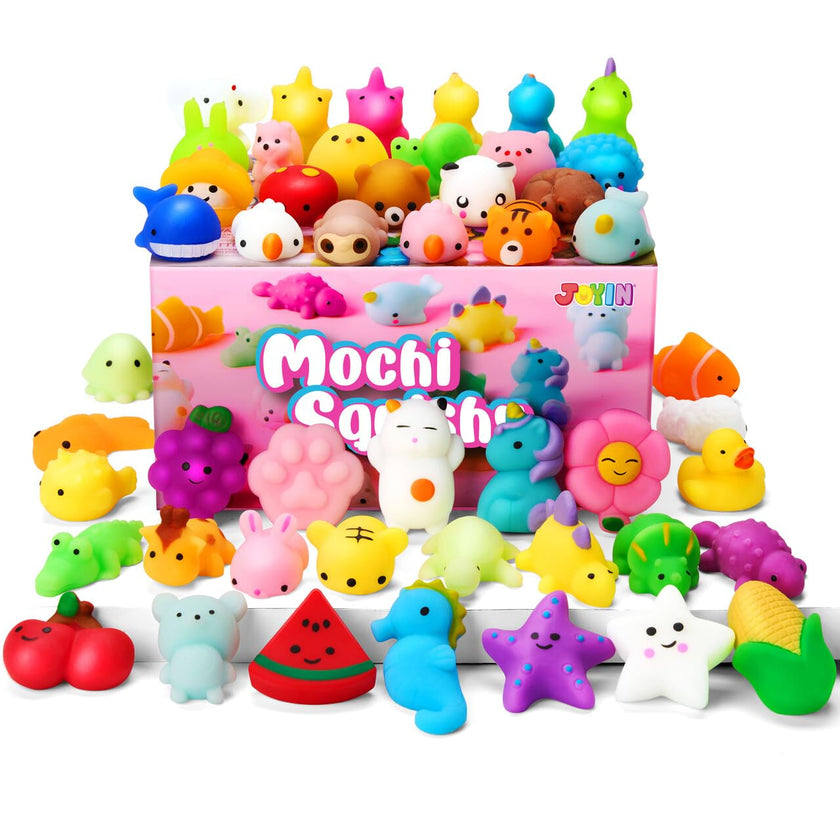 JOYIN Mochi Squishy Toys Set, Random 25 Pack Mini Mochi Party Favors for Kids, Easter Gifts for Kids Kawaii Squishy Toy Stress Relief Toys, Goodie Bags Fillers with Storage Box, Classroom Prizes 🍁 All In One Marketplace Canada