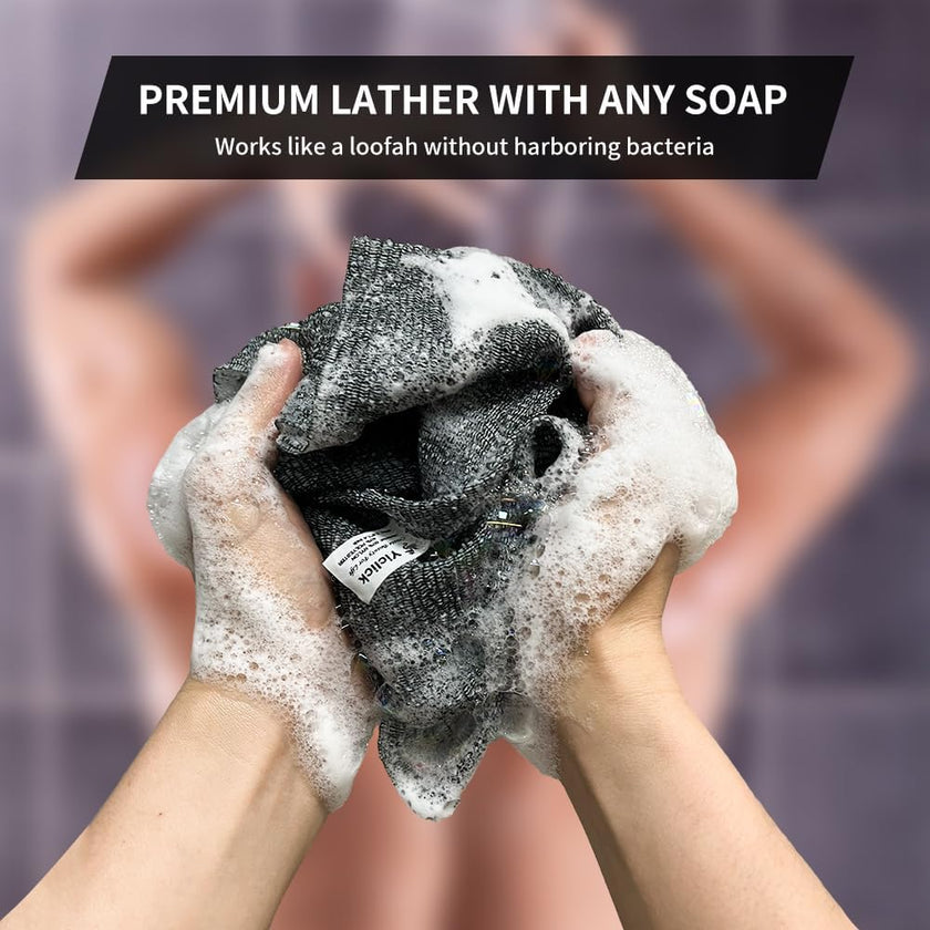 Yiclick Exfoliating Washcloth Towel, Exfoliating Body Scrubber, Back Scrubber Washer for Shower Bath, African Net Sponge Loofah Body Scrub Exfoliator, Exfoliating Cloth Brush Gloves for Women (Grey) 🍁 All In One Marketplace Canada