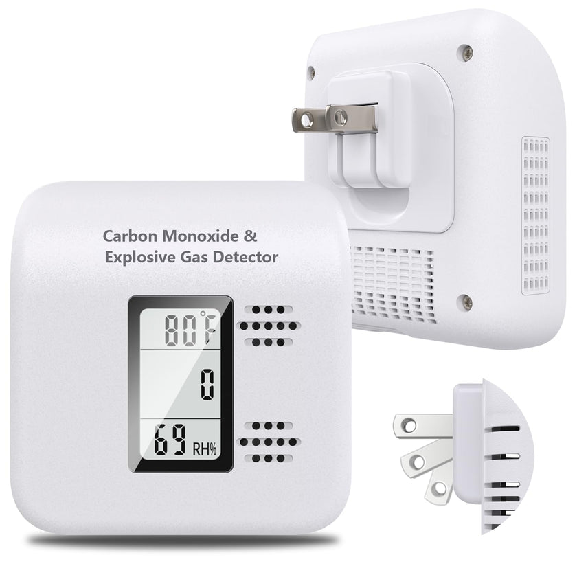 4-in-1 Upgraded Natural Gas Leak Detector and Carbon Monoxide Detectors,Carbon Monoxide Detectors Plug in with Temperature & Humidity Monitor CO Methane Propane Alarm for Home RV Hotel (1Pack White) 🍁 All In One Marketplace Canada