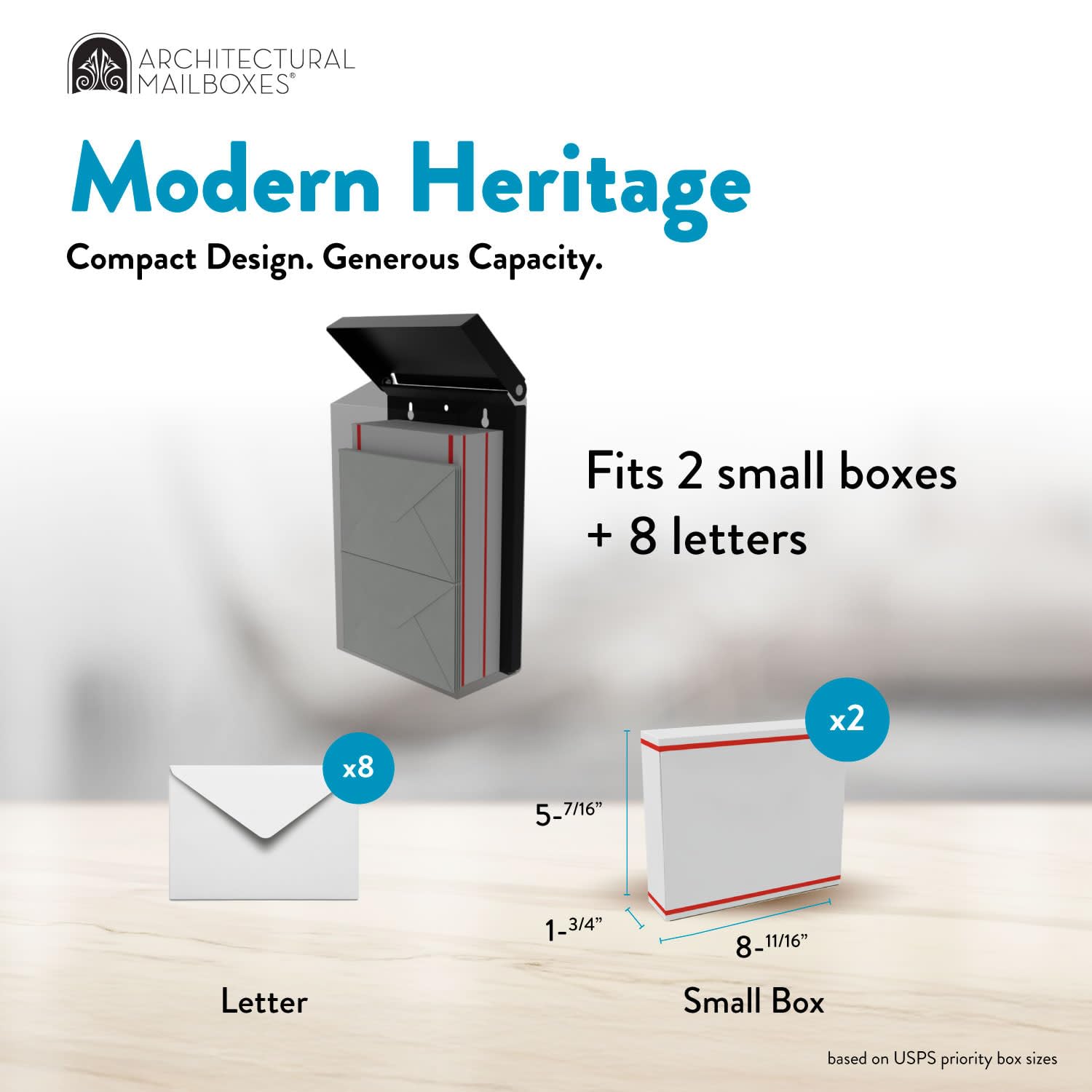 Architectural Mailboxes Modern Heritage Wall Mount Mailbox, Black, Small 🍁 All In One Marketplace Canada