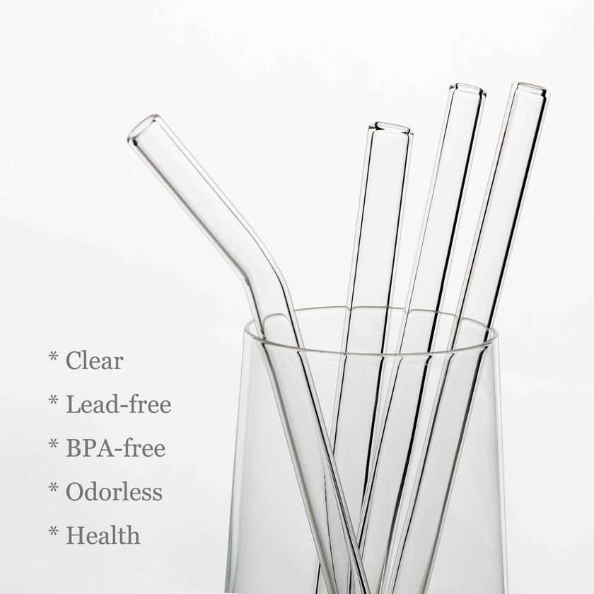 Nafender 10-Pack Glass Straws Reusable Drinking Straw Including 4 Straight and 4 Bent Straws & 2 Extra Wide Smoothie Straw with 2 Cleaning Brushes 🍁 All In One Marketplace Canada