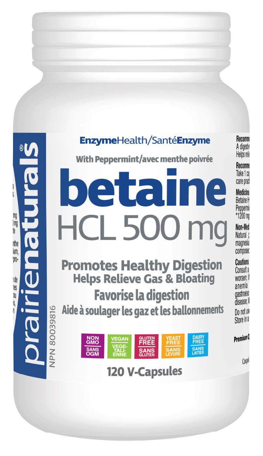 Prairie Naturals Betaine HCL 500mg VCaps - 120 Count 🍁 All In One Marketplace Canada