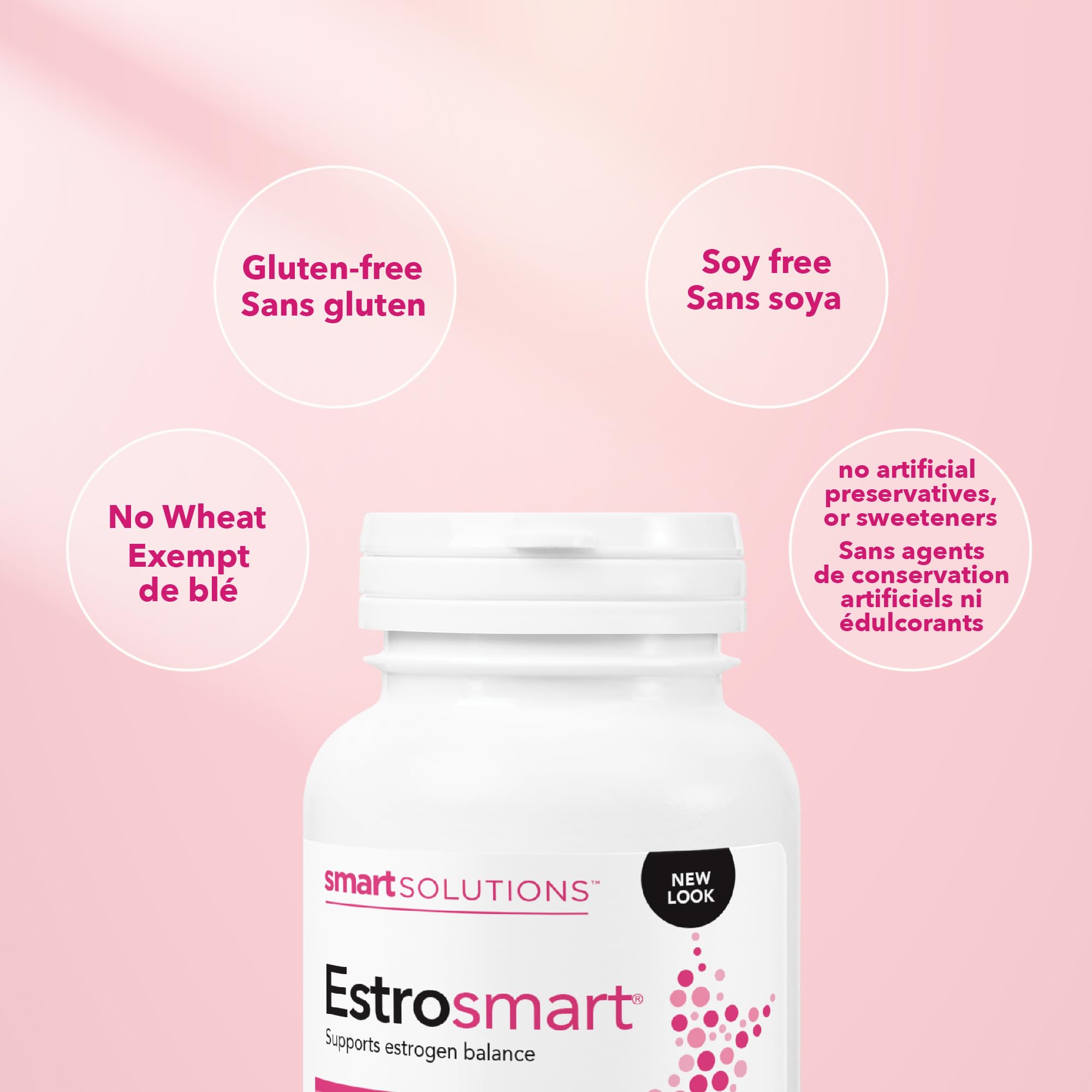 Smart Solutions Estrosmart Vegetarian Capsules, Balances Hormones, Supports Estrogen Metabolism, and Controls Breast Pain. With Calcium D-Glucarate, and DIM, Gluten-Free, Soy-Free, No Artificial Preservatives or Sweeteners, 120 Count