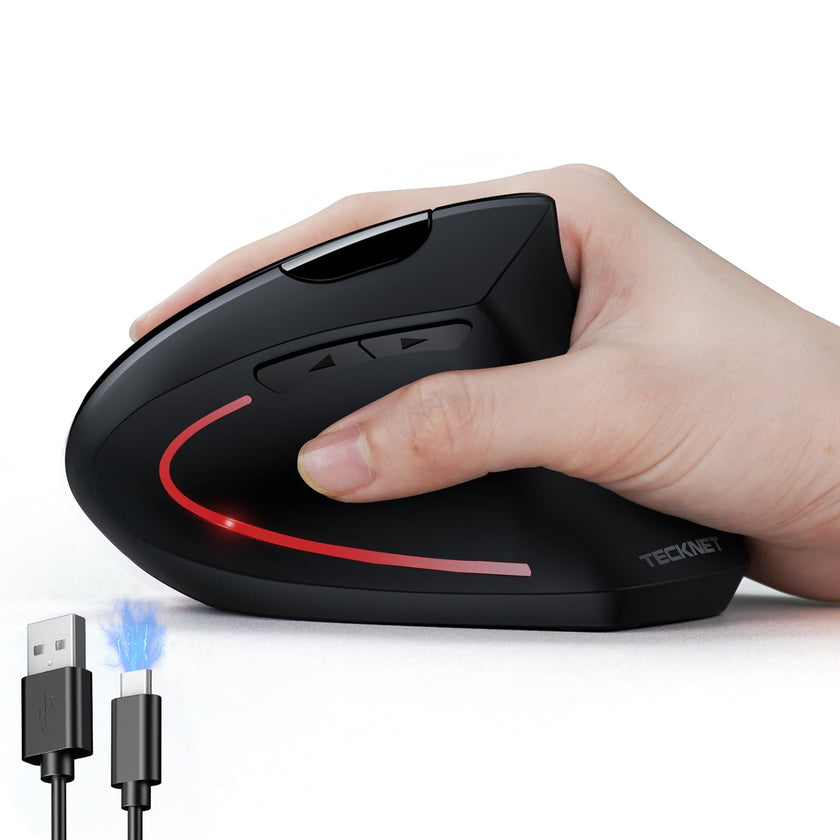 TECKNET Ergonomic Mouse, Rechargeable Vertical Ergo Mouse Wireless, Silent 2.4GHz 6 Buttons Optical Carpal Tunnel Mouse, 5 Adjustment Levels, Up to 4800DPI Wireless Mouse for Laptop, Desktop, PC 🍁 All In One Marketplace Canada