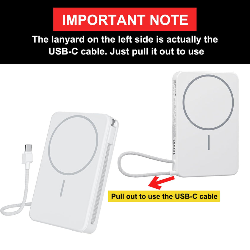 Magnetic Power Bank, 10,000mAh Wireless Portable Charger for Mag-Safe 15W Fast Charging, Battery Pack with USB-C/Lightning Cable 22.5W in/Out for iPhone 17/16/15/14/13/12 Series, AirPods & More 🍁 All In One Marketplace Canada