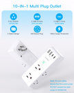 Surge Protector Outlet Extender - with Rotating Plug, 6 AC Multi Plug Outlet with 4 USB Ports (2 USB C), 1800 Joules, 3-Sided Swivel Power Bar with Spaced Splitter for Home, Office, Travel 🍁 All In One Marketplace Canada