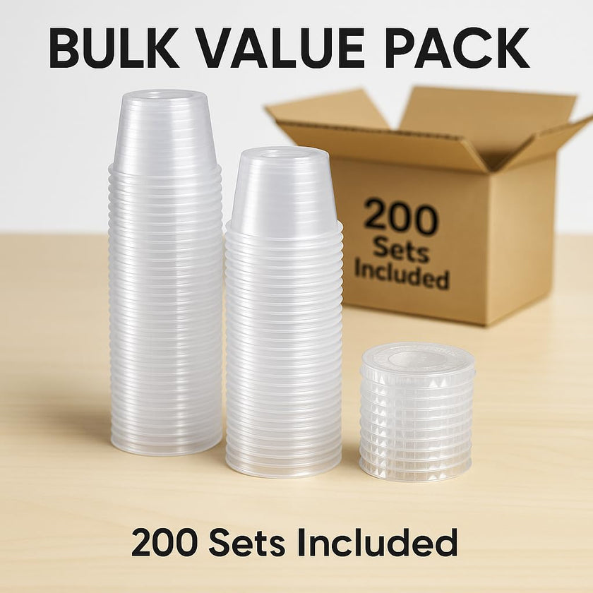 1 oz Portion Cups with Lids, 200 Sets Disposable Souffle Cups, Leak-Proof Jello Shot Cups, Clear Condiment Containers for Sauce, Dressing & Food Storage, Freezer Safe 🍁 All In One Marketplace Canada