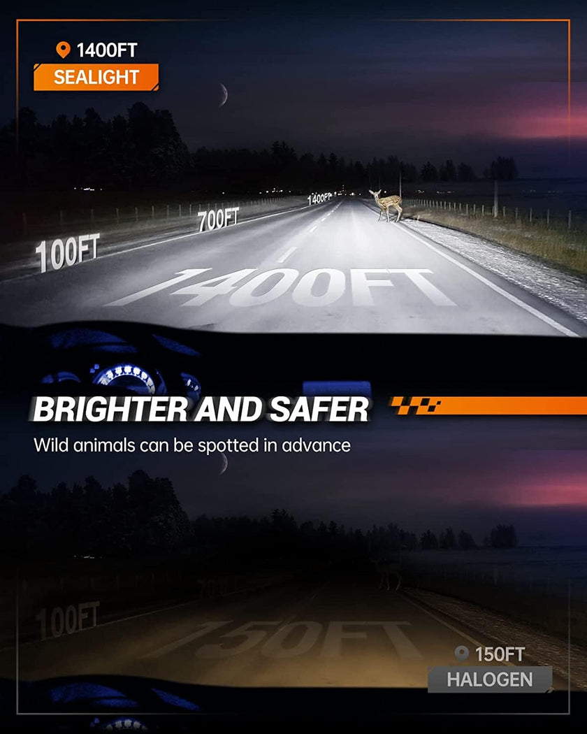 SEALIGHT H4/9003/HB2 LED Headlight Bulbs 50000 Lumens 800% Brightness, X1 Dual High/Low Beam LED Headlights Conversion Kit, 6000K Xenon White, H4 Halogen Replacement, IP67 Waterproof, Pack of 2 🍁 All In One Marketplace Canada