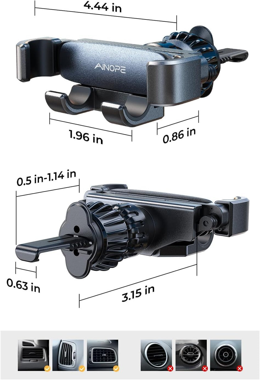 AINOPE Phone Holder for Car Vent【2026 Auto Lock】 Car Phone Holder Mount for Car Accesorries for Women Men Mom, Cell Phone Holder Car Vent Clip Hand Free for All 4-7 Inch iPhone 17 16 Pro Samsung S25 🍁 All In One Marketplace Canada
