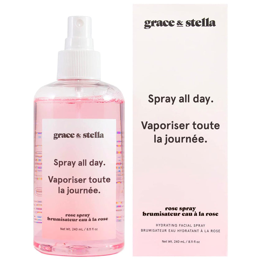 Grace and Stella Award Winning Rose Water Facial Spray (240ml) - Vegan - Rose Water Spray For Face - Rosewater Spray Toner Rose Hydrosol - Rose Spray Facial Mist - Rosewater Spray Toner Rose Hydrosol - Spray all Day 🍁 All In One Marketplace Canada