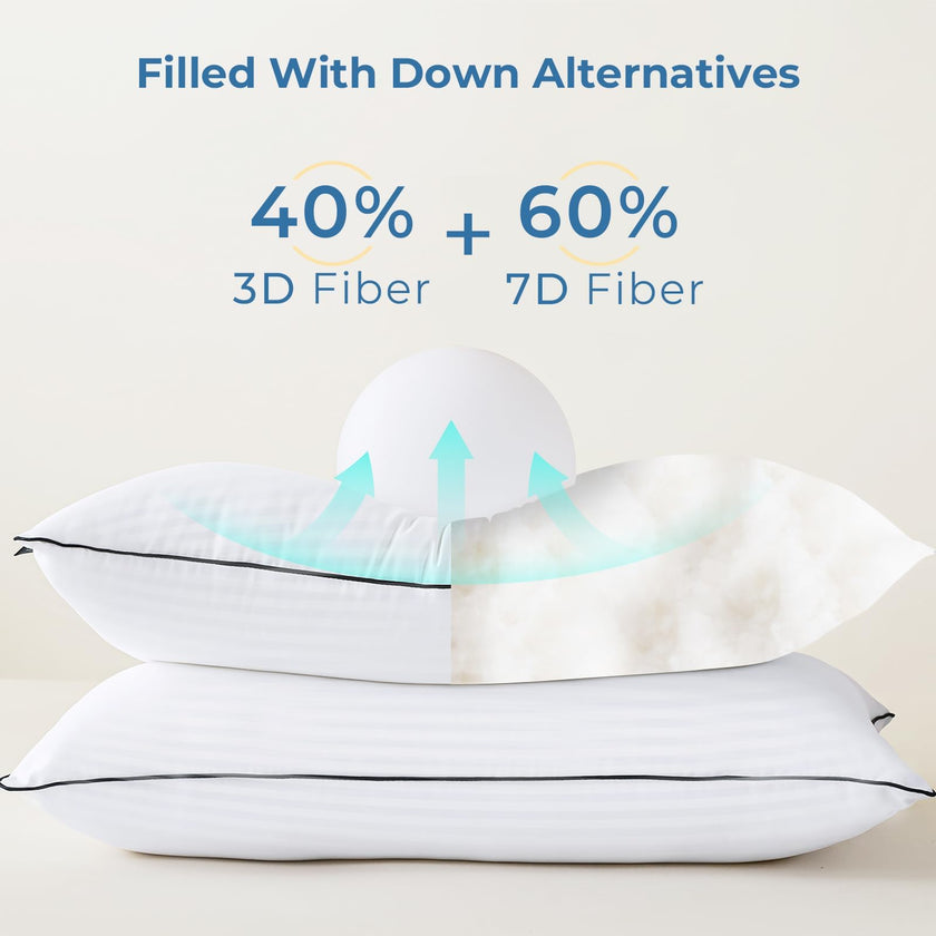 Pillows Standard Size Set of 4 - Bed Pillows for Sleeping 4 Pack, Cooling Supportive Hotel Pillows with Premium Soft Down Alternative Fill for Side Stomach and Back Sleepers 🍁 All In One Marketplace Canada