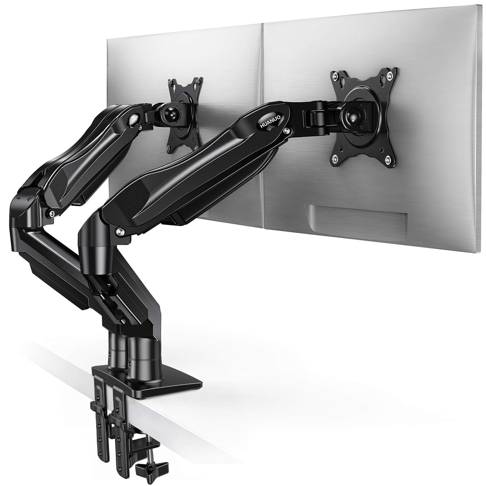 HUANUO Dual Monitor Stand for 13 to 32 Inches, Design Dual Monitor Mount, Fully Flexible Adjustable with Tilt, Swivel, Rotation, VESA 75/100, 19.8lbs per arm 🍁 All In One Marketplace Canada