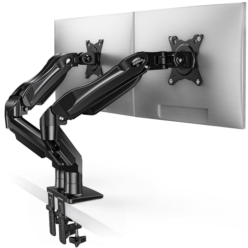 HUANUO Dual Monitor Stand for 13 to 32 Inches, Design Dual Monitor Mount, Fully Flexible Adjustable with Tilt, Swivel, Rotation, VESA 75/100, 19.8lbs per arm 🍁 All In One Marketplace Canada