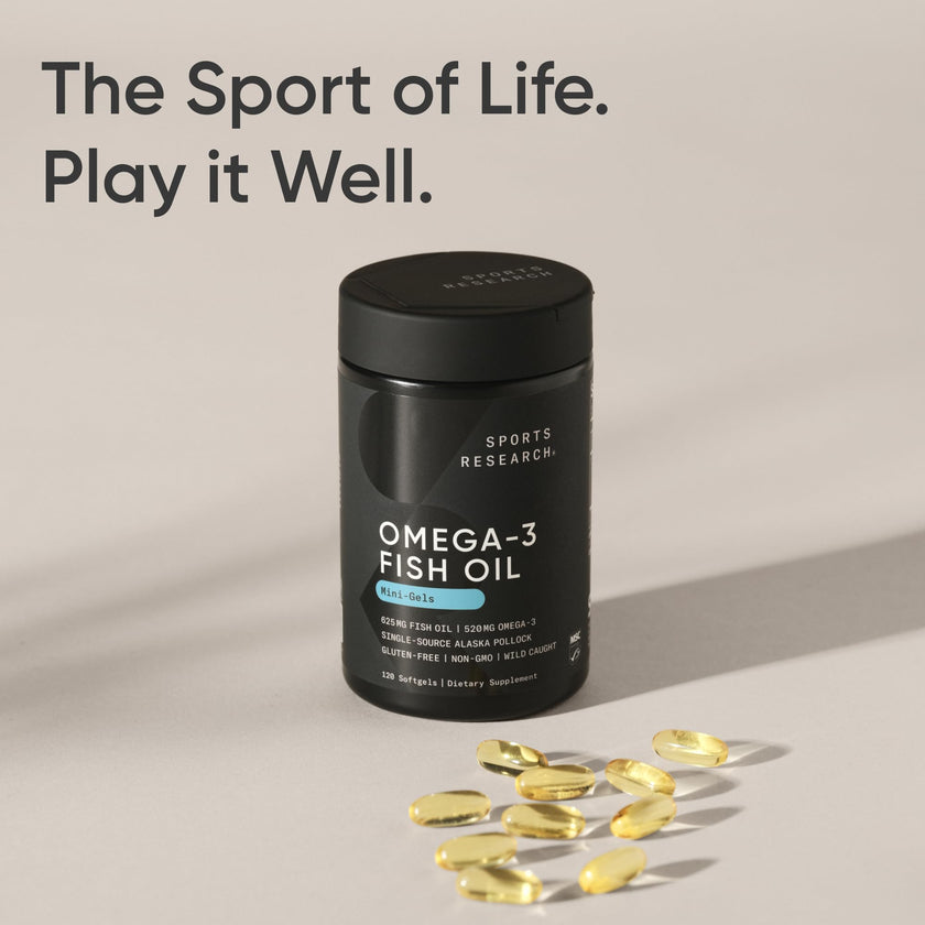 Sports Research® Fish Oil Mini-Softgels - Easy to Swallow Omega-3 Fatty Acids from Wild Caught Alaska Pollock Supporting Brain & Heart Health - 625mg, 120 Capsules 🍁 All In One Marketplace Canada