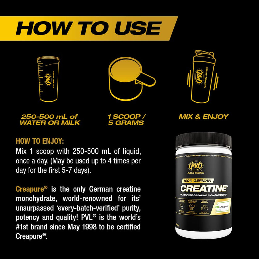 PVL Creapure Creatine Powder | 100% German Creatine Monohydrate, Canadian-Owned, Informed-Choice Tested, Unflavoured Supplement powder – 48 Servings - 240 g 🍁 All In One Marketplace Canada