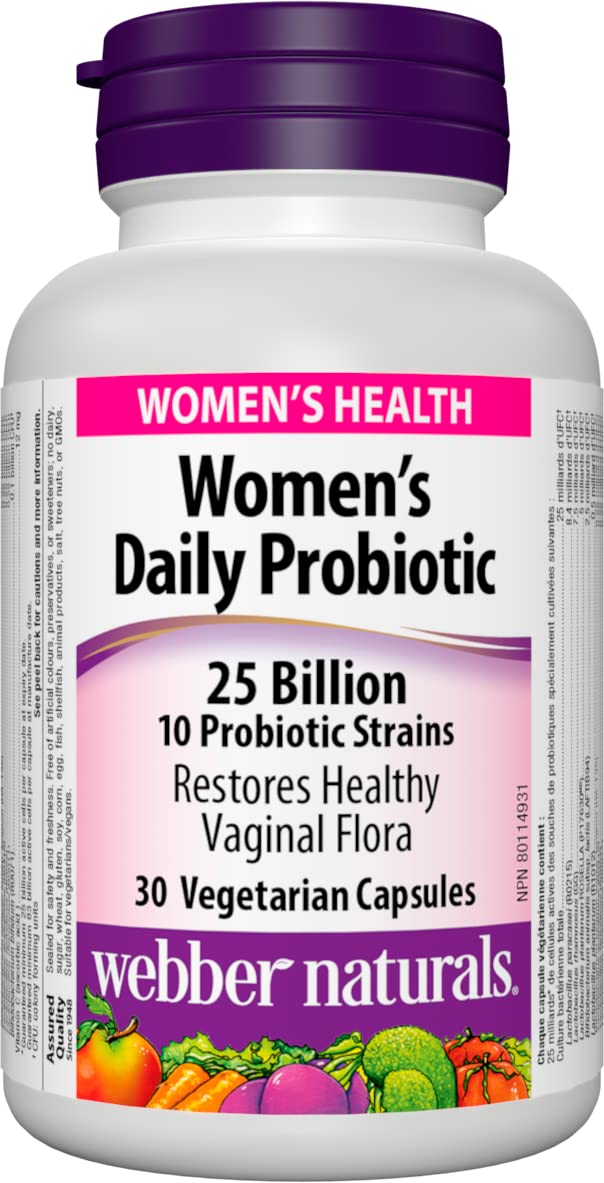 Webber Naturals Probiotic Women’s Daily, 25 Billion Active Cells per Capsule, 10 Probiotic Strains, 30 Capsules, Helps Restore Healthy Vaginal Flora, Vegan 🍁 All In One Marketplace Canada