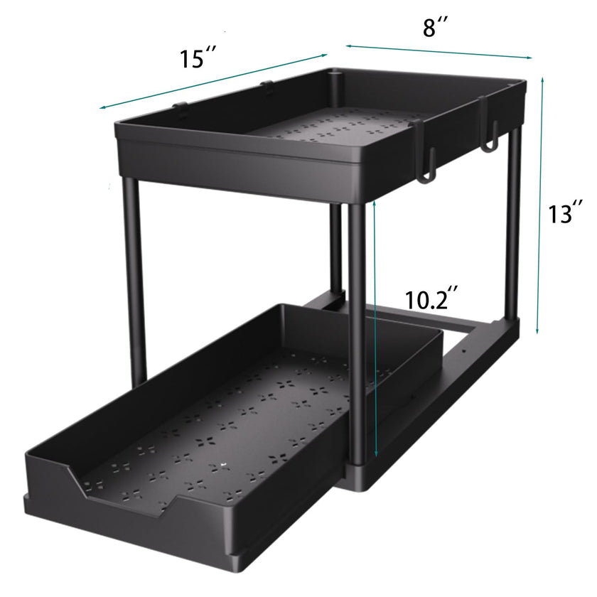 DEKAVA Under Sink Organizer 2 Pack, Bathroom Organizers, 2 Tier Sliding Cabinet Basket Organizer Drawer, Multi-Purpose Bath Collection Baskets for Bathroom (Black) 🍁 All In One Marketplace Canada