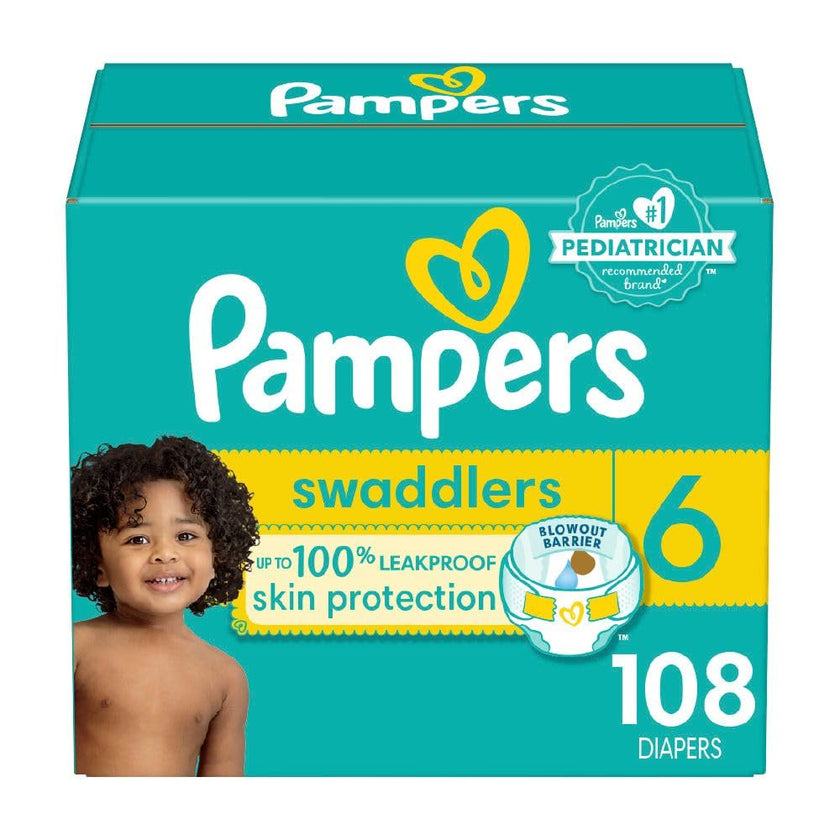Pampers Swaddlers Diapers, Size 6 (23-44 lbs), 108 Count, Absorbent, Keeps Baby Dry and Comfortable, Skin Safe Disposable Baby Diaper 🍁 All In One Marketplace Canada