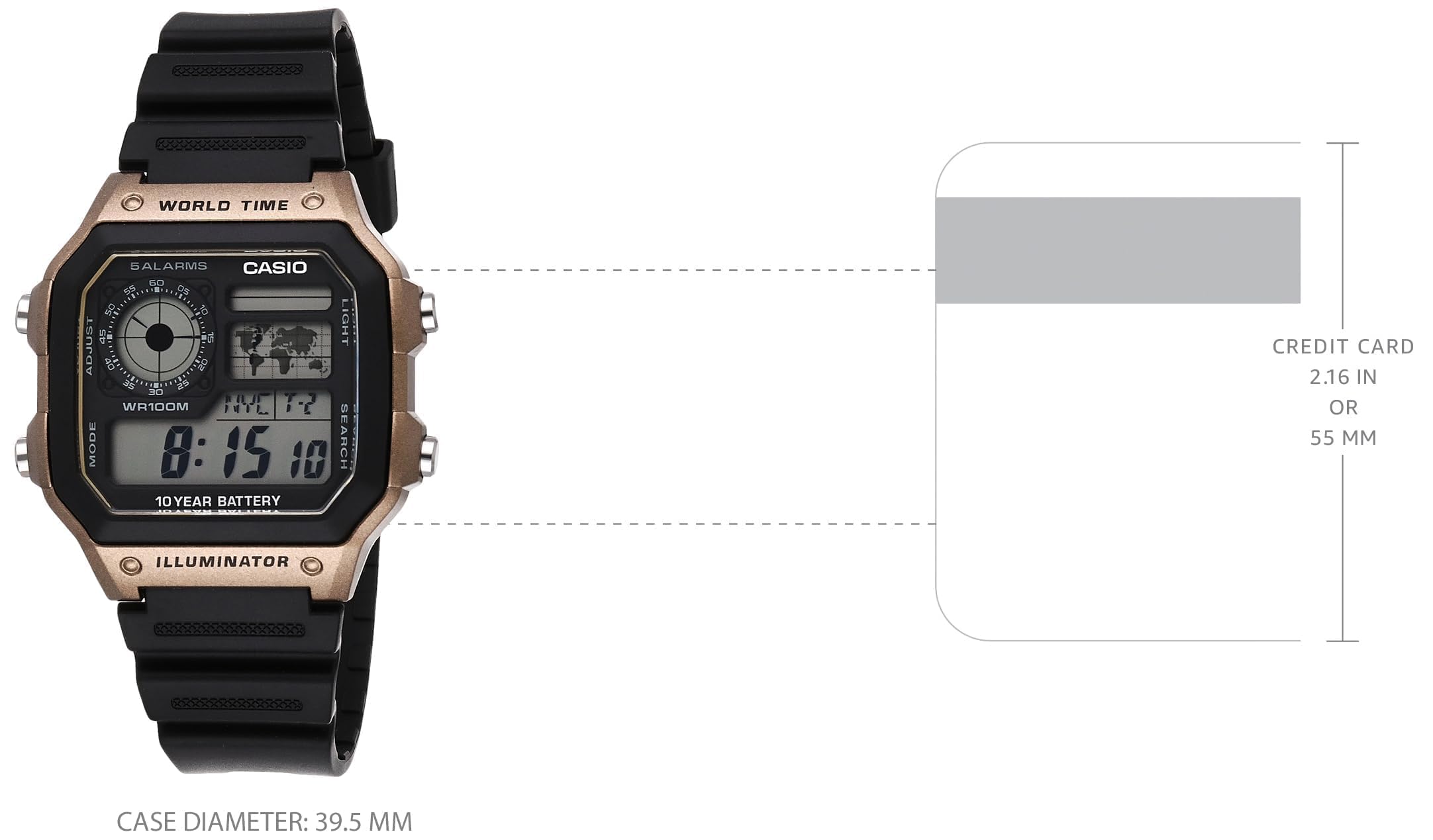Casio Men's 10-Year Battery Japanese Quartz Watch with Resin Strap, Black, 21 (Model: AE-1200WH-5AVCF) 🍁 All In One Marketplace Canada