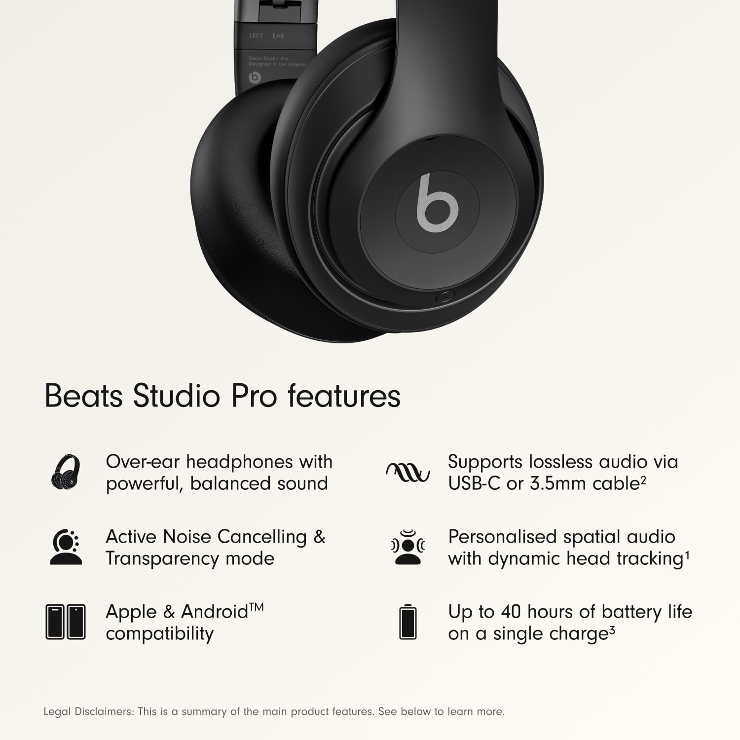 Beats Studio Pro - Wireless Bluetooth Noise Cancelling Headphones - Personalized Spatial Audio, USB-C Lossless Audio, Apple & Android Compatibility, Up to 40 Hours Battery Life - Black 🍁 All In One Marketplace Canada
