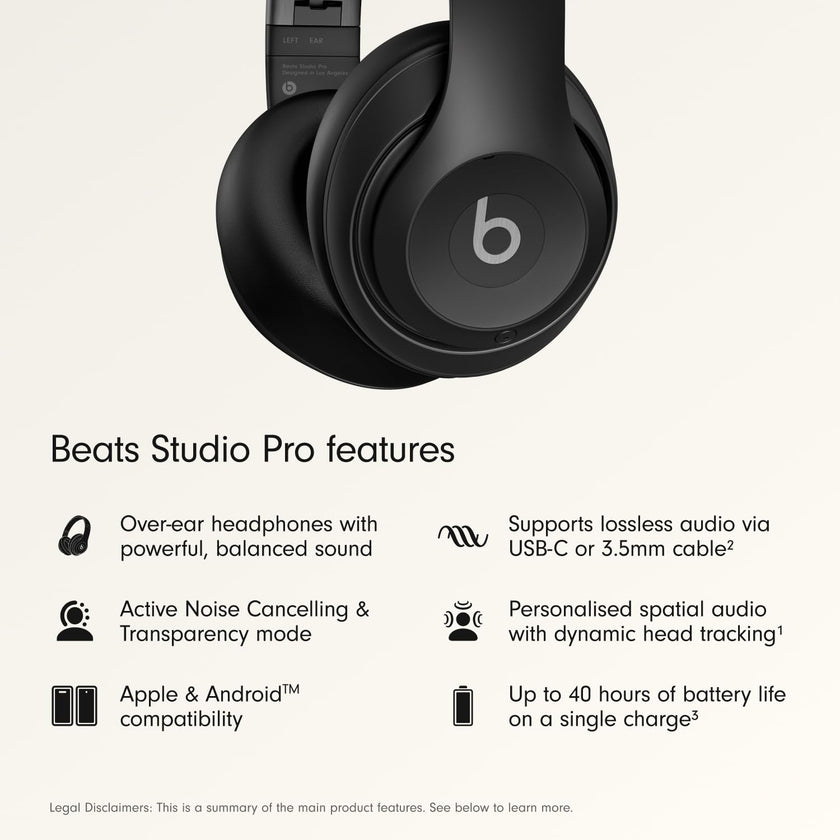 Beats Studio Pro - Wireless Bluetooth Noise Cancelling Headphones - Personalized Spatial Audio, USB-C Lossless Audio, Apple & Android Compatibility, Up to 40 Hours Battery Life - Black 🍁 All In One Marketplace Canada