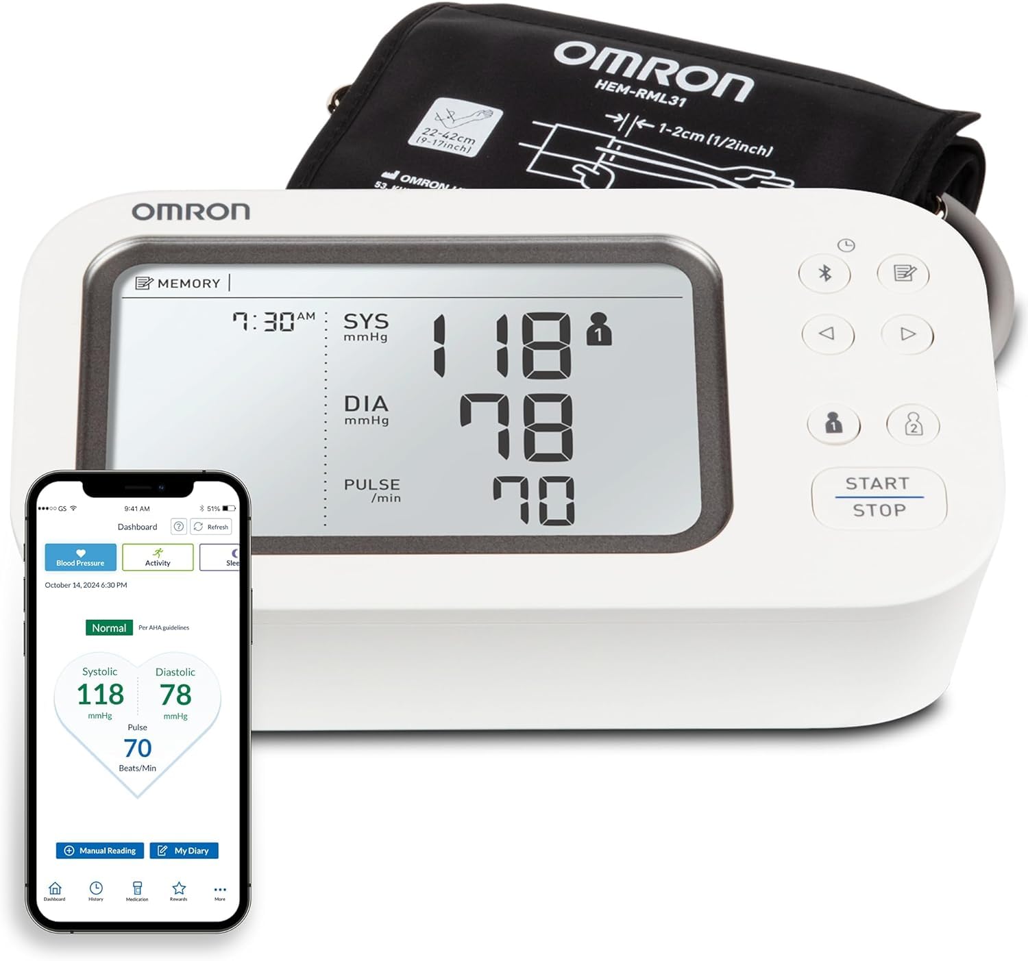 OMRON Gold Upper Arm Blood Pressure Monitor - Clinically Validated Blood Pressure Arm Cuff - Use OMRON Connect App for Unlimited Measurements 🍁 All In One Marketplace Canada