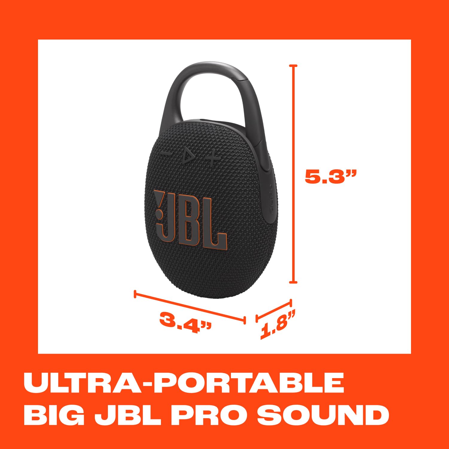 JBL Clip 5 - Ultra-Portable, Waterproof and Dustproof Bluetooth Speaker, Integrated Carabiner, Up to 12 Hours of Play, Made in Part with Recycled Materials (Black) 🍁 All In One Marketplace Canada