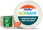 Hefty ECOSAVE Compostable Disposable Paper Plates Dinner 10