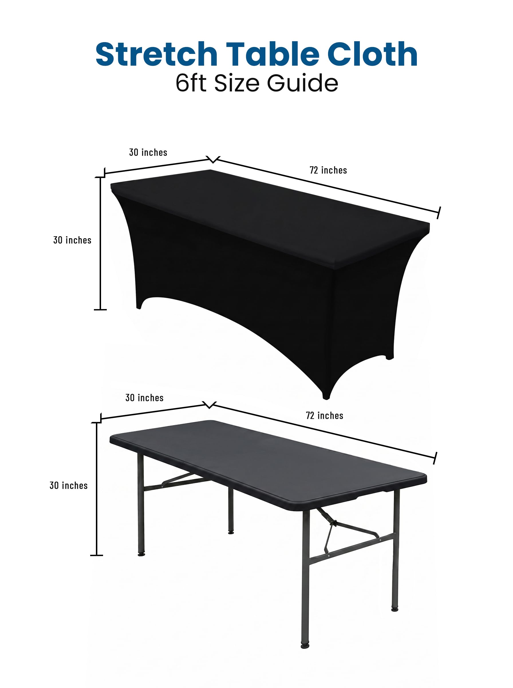 Utopia Kitchen Spandex Tablecloth 2 Pack [6FT, Black] Tight, Fitted, Washable and Wrinkle Resistant Stretch Rectangular Patio Table Cover for Event, Wedding, Banquet & Parties [72Lx30Wx30H] Inch 🍁 All In One Marketplace Canada