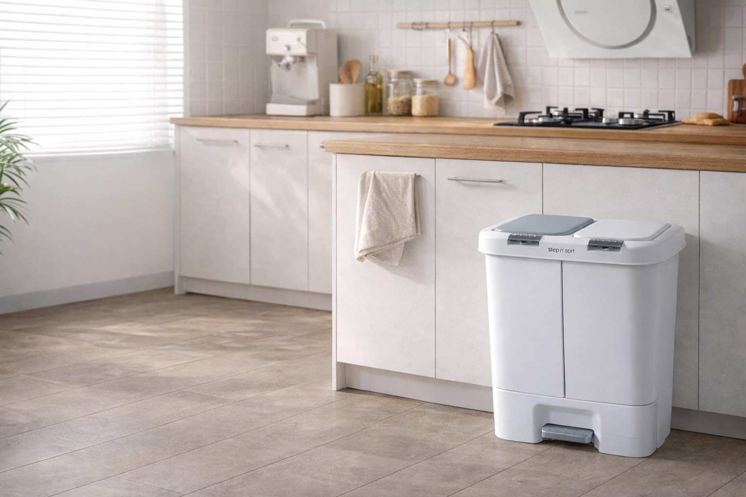 Step N’ Sort 40L Dual Compartment Recycling Bin – Slim Kitchen Waste & Recycling System (2 × 20L) 🍁 All In One Marketplace Canada