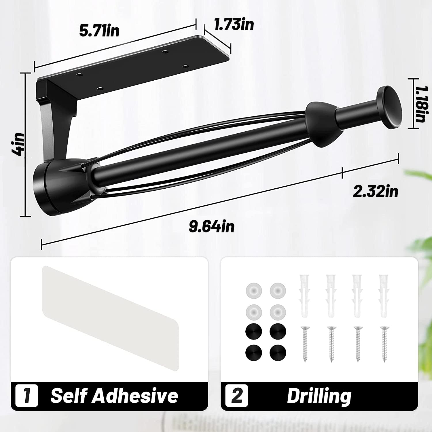 VEHHE Paper Towel Holder Under Cabinet with Ratchet System, Single Hand Operable Paper Towel Holder Wall Mount with Damping Effect, Self-Adhesive Papers Towels Holders or Drilled for Kitchen (Black) 🍁 All In One Marketplace Canada