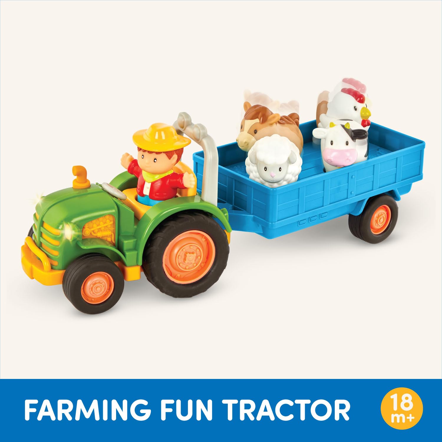 Battat Farming Fun Tractor, Lights and Sounds Farm Toy, 7 Pieces, Toddler 🍁 All In One Marketplace Canada