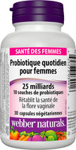 Webber Naturals Probiotic Women’s Daily, 25 Billion Active Cells per Capsule, 10 Probiotic Strains, 30 Capsules, Helps Restore Healthy Vaginal Flora, Vegan 🍁 All In One Marketplace Canada