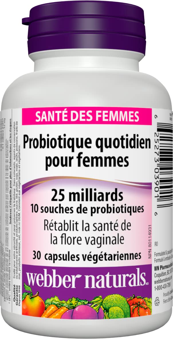Webber Naturals Probiotic Women’s Daily, 25 Billion Active Cells per Capsule, 10 Probiotic Strains, 30 Capsules, Helps Restore Healthy Vaginal Flora, Vegan 🍁 All In One Marketplace Canada