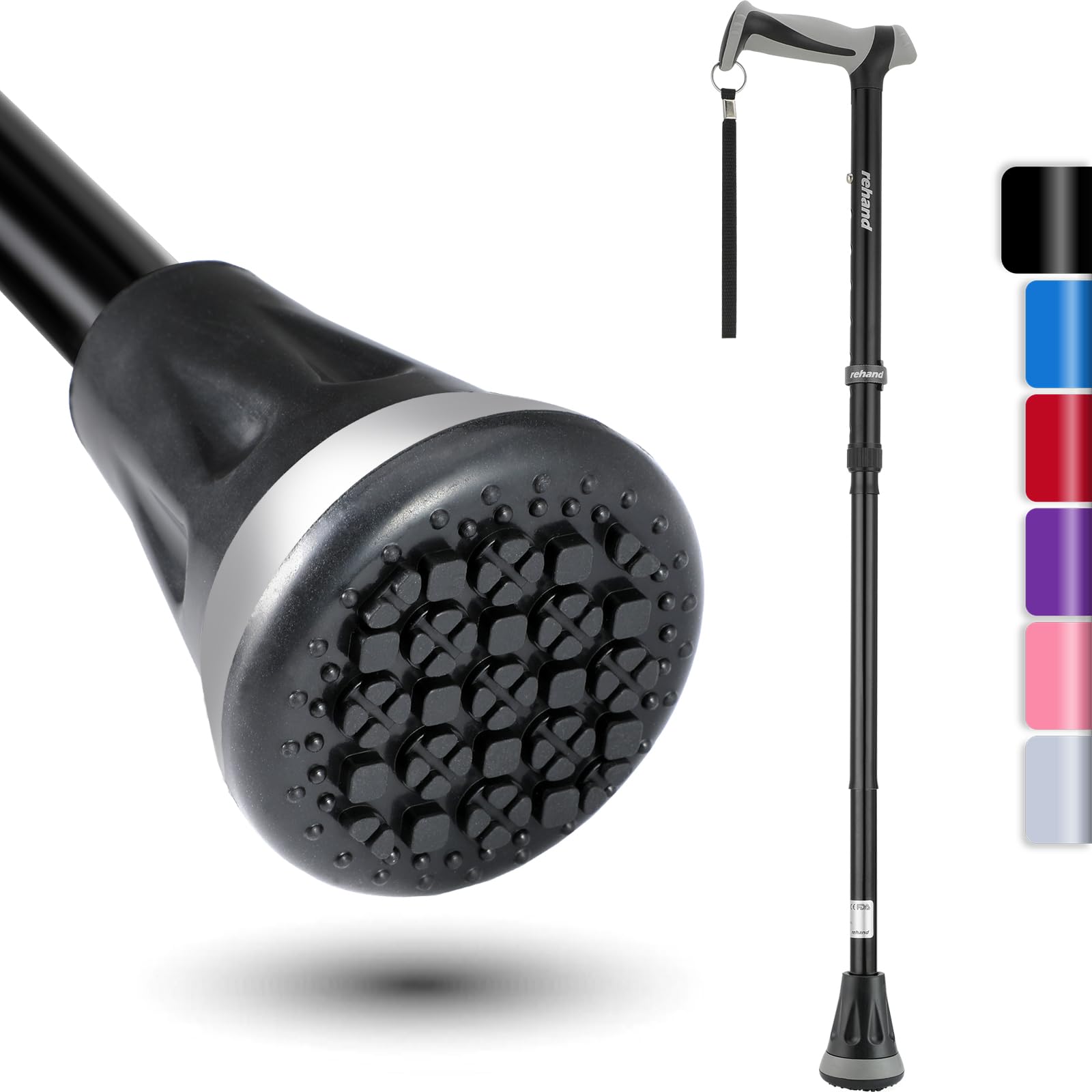 REHAND Walking Cane - Foldable, Adjustable, Collapsible Walking Canes for Men & Women, Heavy Duty All Terrain Tip, with Travel Bag | Walking Sticks for Seniors & Adults (Natural Black) 🍁 All In One Marketplace Canada