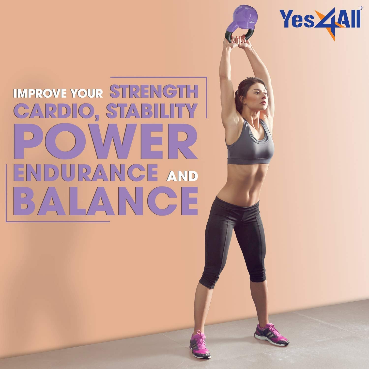 Yes4All Combo Special: Vinyl Coated Kettlebell Weight Sets – Weight Available: (Multicolor - 5, 10, 15 lbs) 🍁 All In One Marketplace Canada
