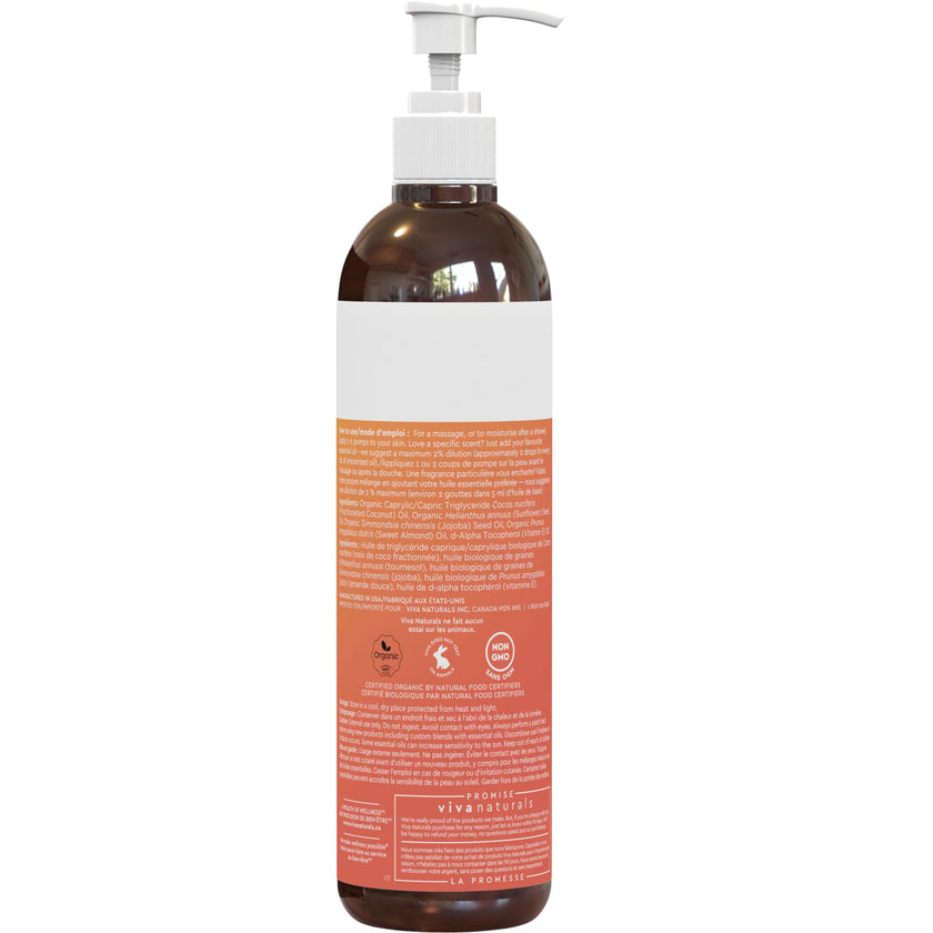 Viva Naturals Organic Massage Oil, Unscented Body Oil, Non-Greasy, 8 fl oz (237 mL) 🍁 All In One Marketplace Canada