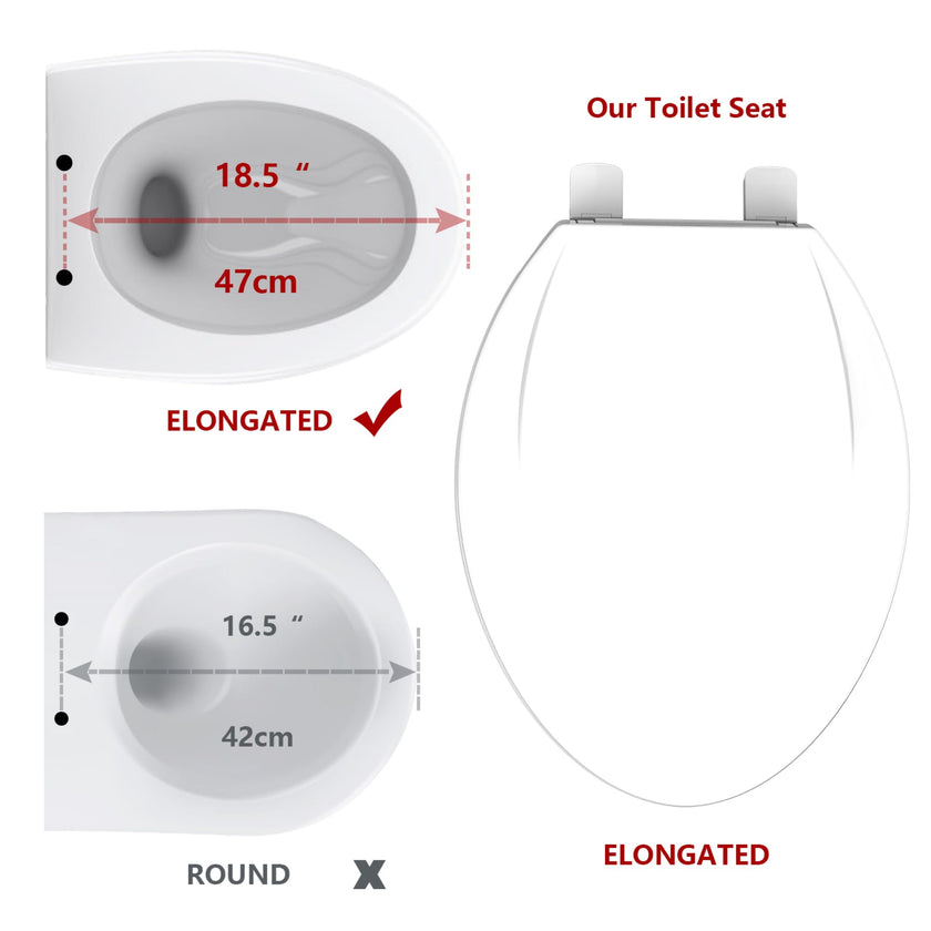 White Elongated Toilet Seat, Slow Close Toilet Cover Seat for Easy Clean and Stain-Resistant, Plastic Toilet Seat with Cover, Quick-Release Hinges and Quick-Attach Hardware 🍁 All In One Marketplace Canada