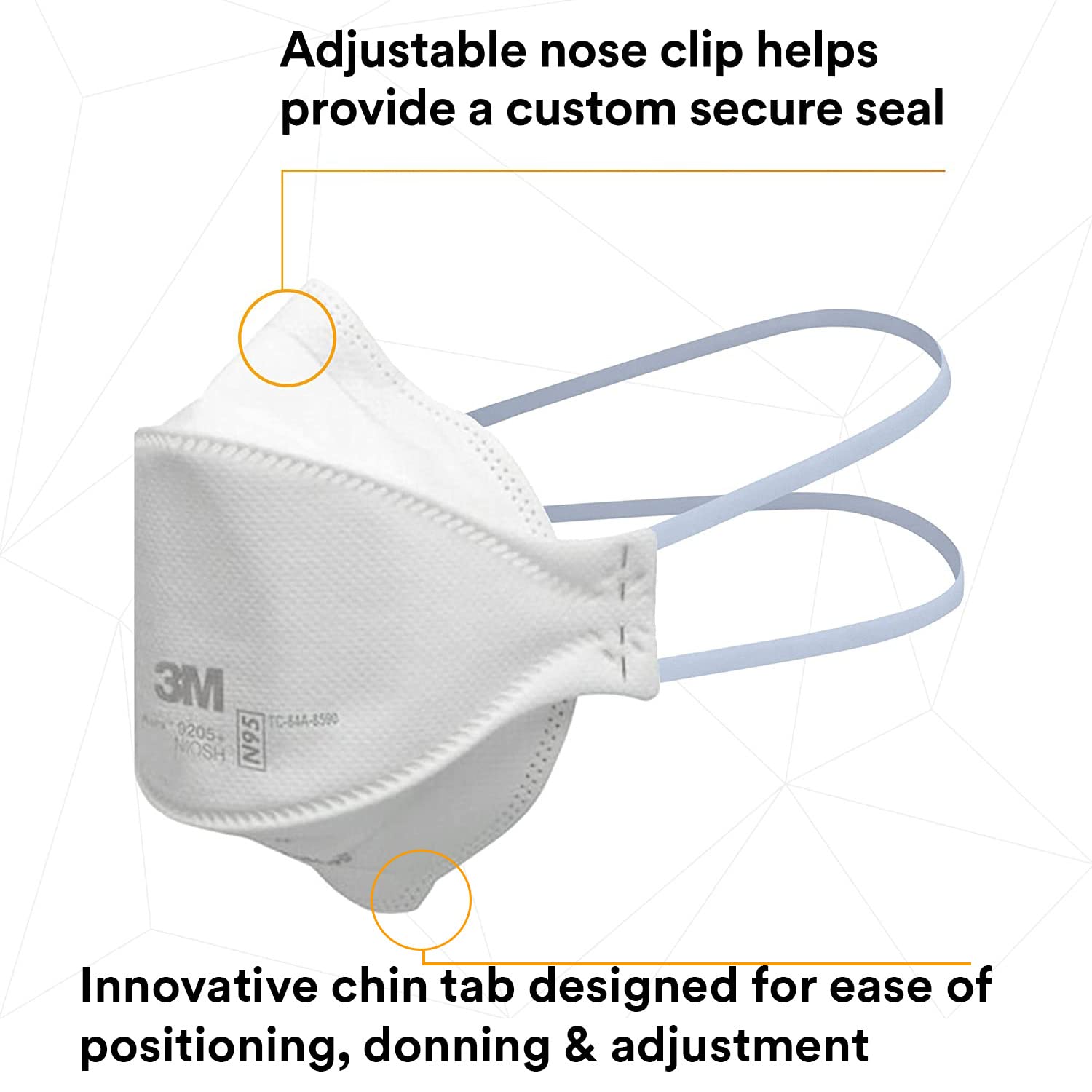 3M Aura Particulate Respirator 9205+, N95, Pack of 20 Disposable Respirators, Individually Wrapped, 3 Panel Flat Fold Design Allows for Facial Movements, Comfortable, NIOSH Approved 🍁 All In One Marketplace Canada