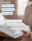 Twin Size Sheet Set - 3 Piece Set - Hotel Luxury Bed Sheets - Extra Soft - Deep Pockets - Easy Fit - Breathable & Cooling Sheets - Wrinkle Free - Comfy - White Bed Sheets – Twins Sheets - 3 PC 🍁 All In One Marketplace Canada