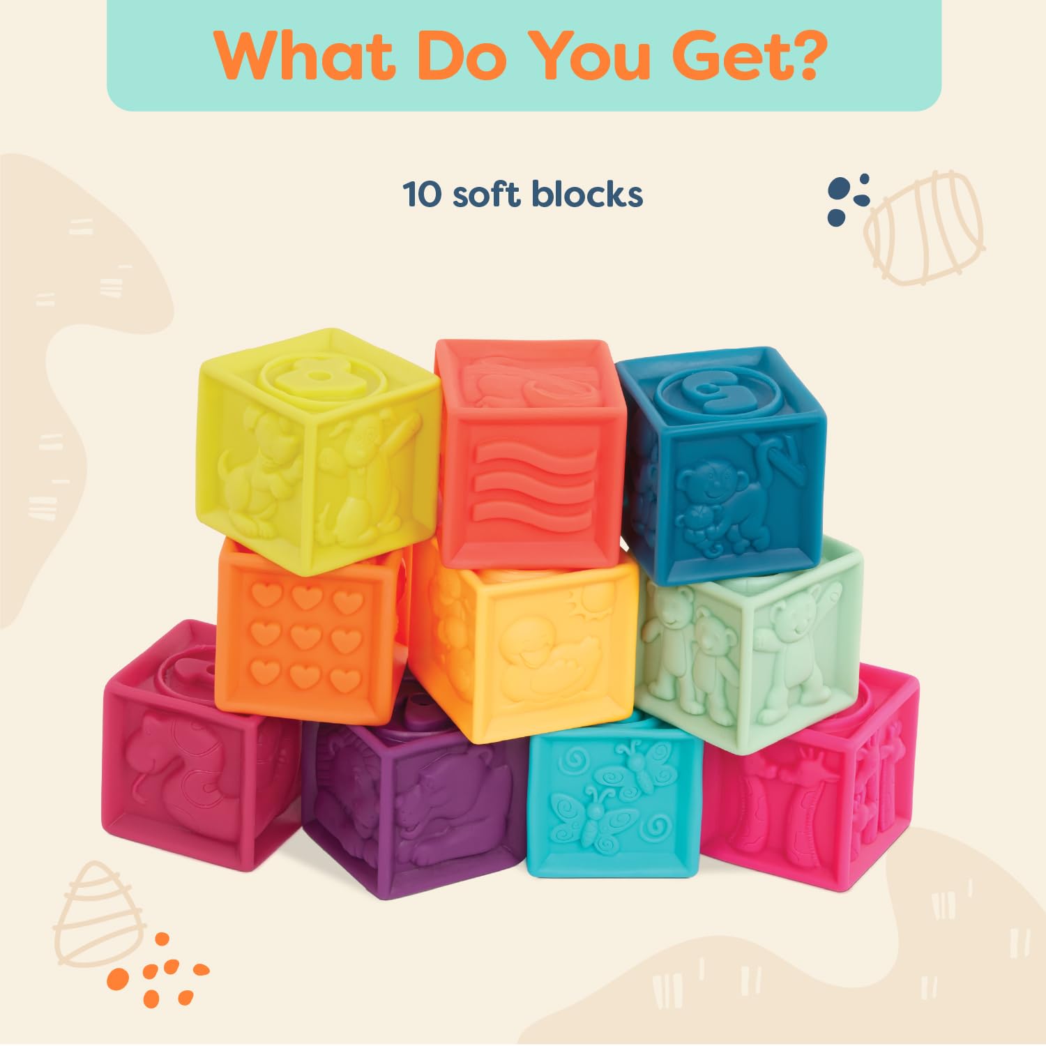 B. toys One Two Squeeze, 10 Soft Stacking Blocks, Blocks - 2, Baby 🍁 All In One Marketplace Canada